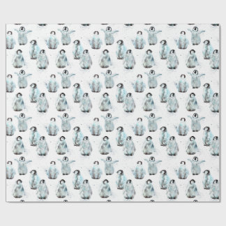 Papel De Regalo Pingüinos de Acuarela de Invierno Baby Shower