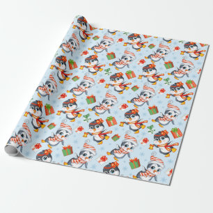Papel De Regalo Pingüinos de Fiesta