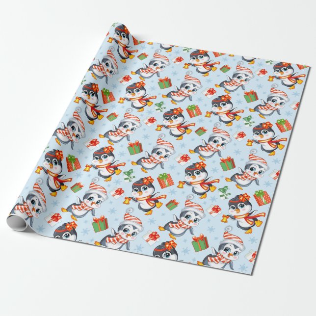 Papel De Regalo Pingüinos de vacaciones (Desenrollado)