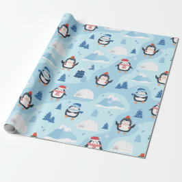 Papel De Regalo Pingüinos e Igloos navidades