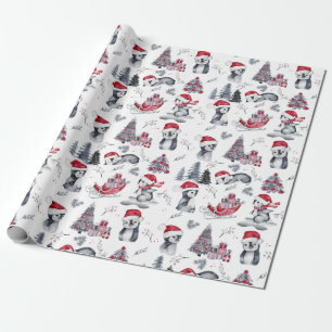 Papel De Regalo Pingüinos en el patrón de escena de invierno de Sa