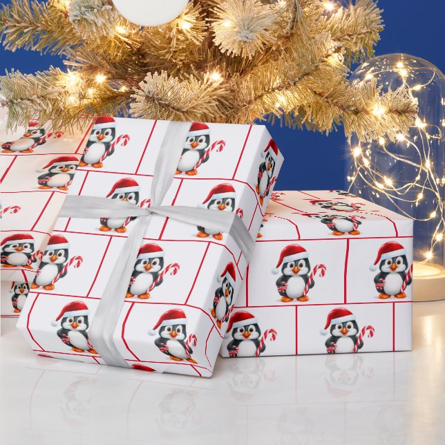 Papel De Regalo Pingüinos Navidades de acuarela (Vacaciones)