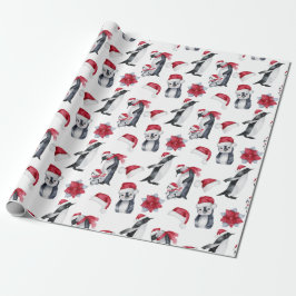 Papel De Regalo Pingüinos navidades en Santa Hats