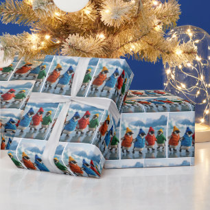 Papel De Regalo Pingüinos patinando sobre un lago ártico
