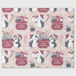 Papel De Regalo Pingüinos rosados