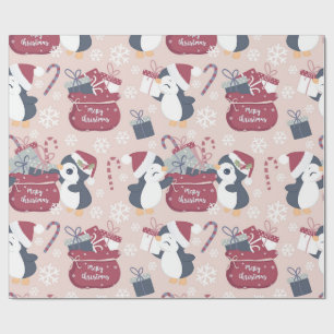 Papel De Regalo Pingüinos rosados