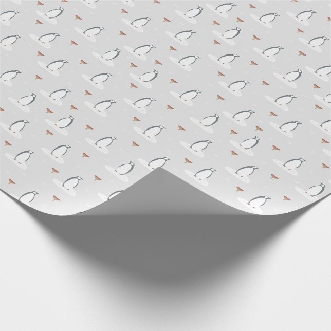 Papel De Regalo Pingüinos y champiñones modernos y sencillos (Esquina)