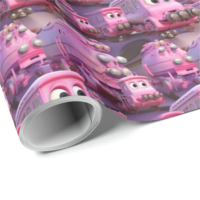 Papel De Regalo ¡Pink All Aboard! Ajuste del regalo del tren (Esquina del rollo)
