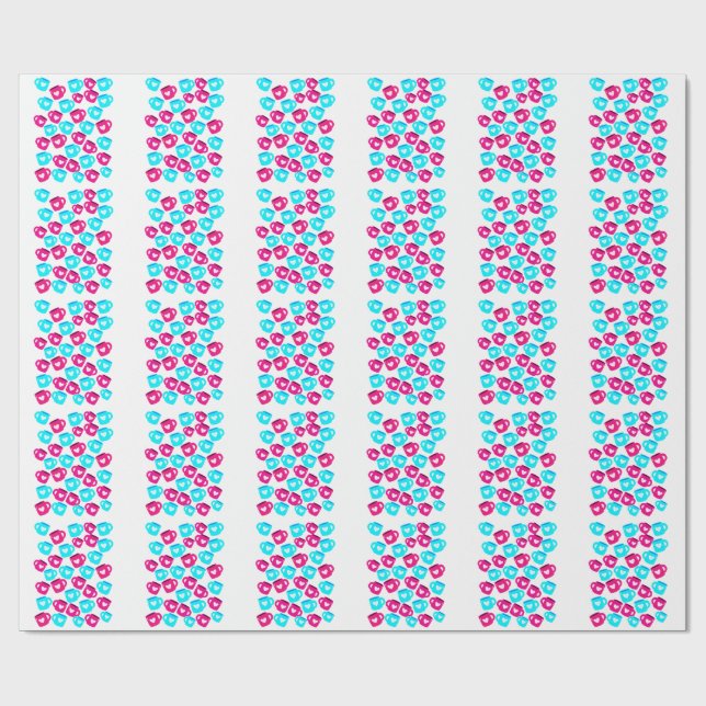 Papel De Regalo Pink and Blue Heart Cups Pattern (Superficie plana)