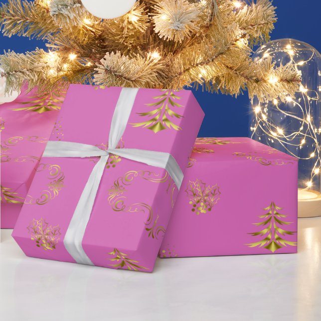 Papel De Regalo Pink and Gold Elegance Christmas (Vacaciones)