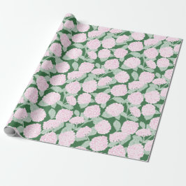 Papel De Regalo Pink and Green Hydrangea Floral