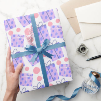 Papel De Regalo Pink and Purple Pastel Gift Box and Polka Dot
