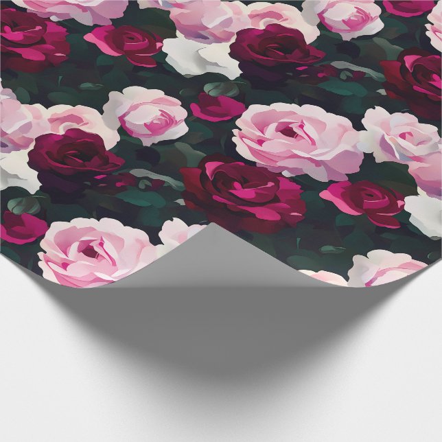 Papel De Regalo Pink and Red Painted Roses (Esquina)