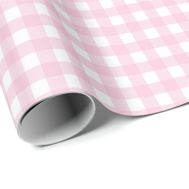 Papel De Regalo Pink and White Gingham (Esquina del rollo)