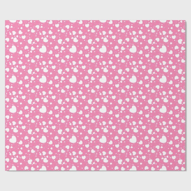 Papel De Regalo Pink and White Hearts Wrapping Paper  (Superficie plana)