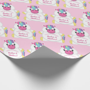 Papel De Regalo Pink Baby Shower de Unicorn