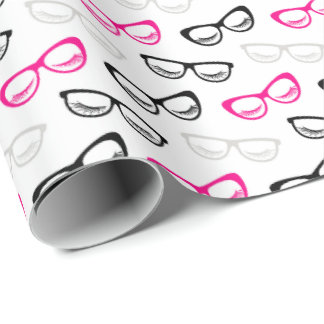 Papel De Regalo Pink Black and Gray Sunglasses Wrapping Paper