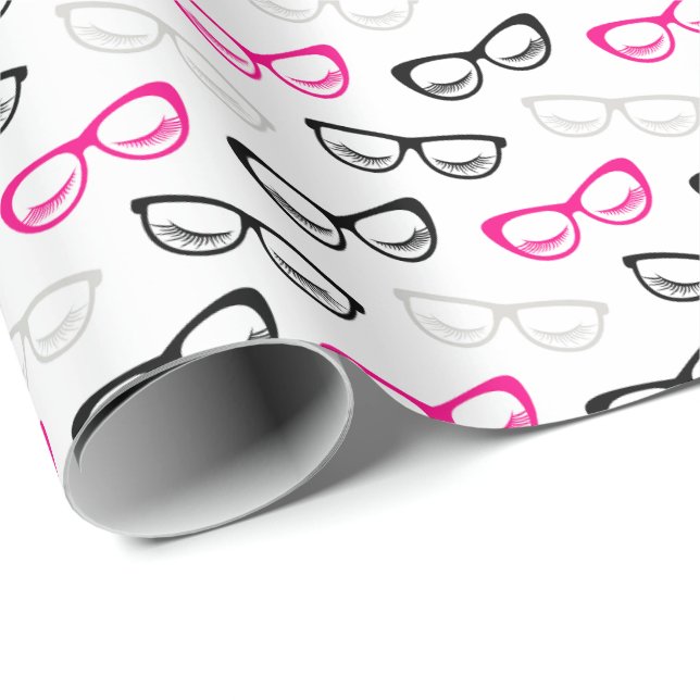 Papel De Regalo Pink Black and Gray Sunglasses Wrapping Paper (Esquina del rollo)