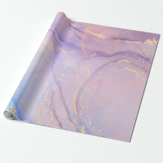 Papel De Regalo Pink & Blue Gold Glitter Marble