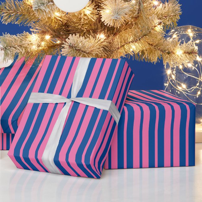 Papel De Regalo Pink Blue Stylish Stripes Pattern Design  (Subido por el creador)