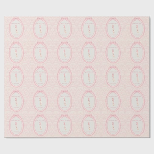 Papel De Regalo Pink Bow Coquette Silly Goose 1st Birthday  (Superficie plana)