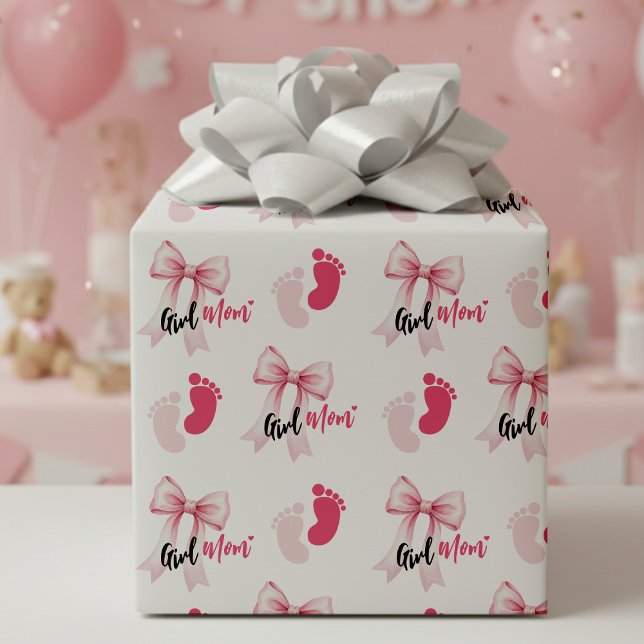 Papel De Regalo Pink Bow Girl Mom Ribbon Cute Baby Shower (Subido por el creador)