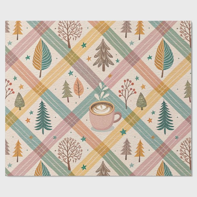 Papel De Regalo Pink Checkered Holiday Wrapping Paper (Superficie plana)