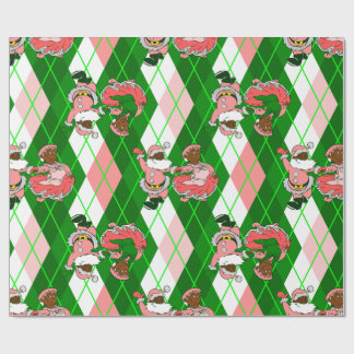 Papel De Regalo pink christmas black santa wife plaid