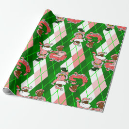 Papel De Regalo pink christmas black santa wife plaid