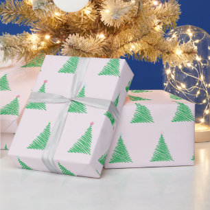 Papel De Regalo Pink Christmas Tree Gift Wrap