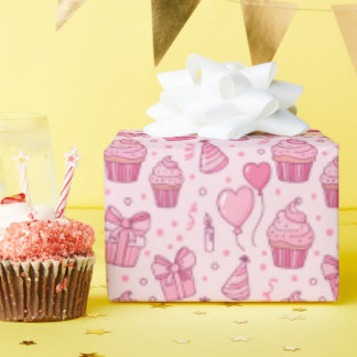 Papel De Regalo Pink Cupcakes Birthday Wrapping Paper