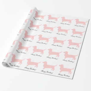 Papel De Regalo Pink Dachshund