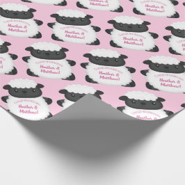 Papel De Regalo Pink de Baby Shower de ovejas