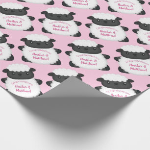 Papel De Regalo Pink de Baby Shower de ovejas