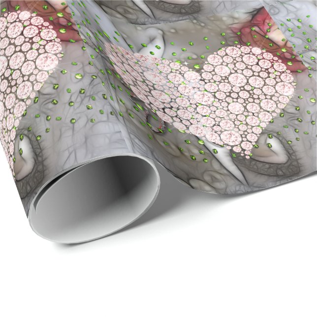 Papel De Regalo Pink Diamond Heart (Esquina del rollo)