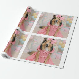 Papel De Regalo Pink dress sheltie
