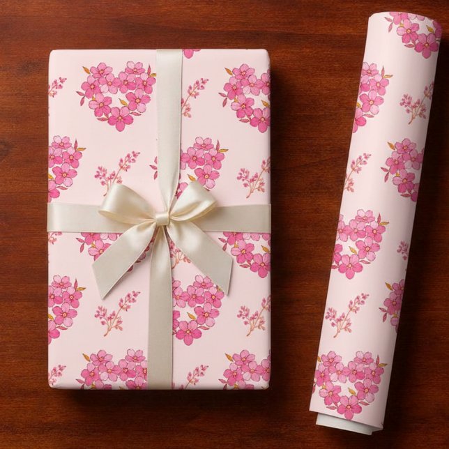 Papel De Regalo Pink Floral Hearts Pattern (Subido por el creador)