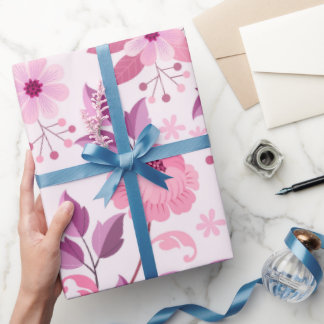 Papel De Regalo Pink Floral Pattern with Elegant Blossoms