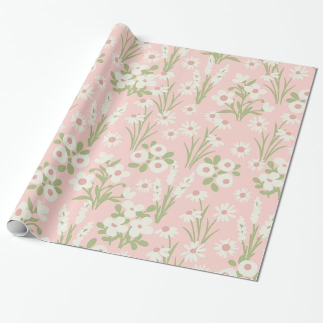 Papel De Regalo Pink Floral Silly Goose (Desenrollado)