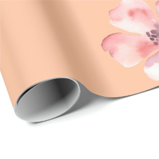 Papel De Regalo Pink Floral Wrapping Paper – Orange Pastel Pattern