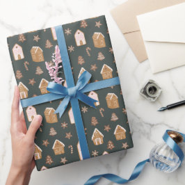 Papel De Regalo Pink Gingerbread House Christmas Pattern