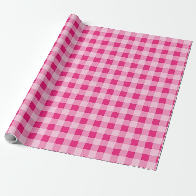 Papel De Regalo Pink Gingham (Desenrollado)