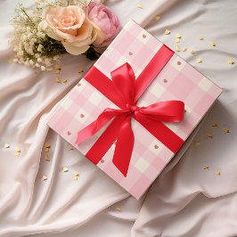 Papel De Regalo Pink Gingham Hearts Valentine Wrapping Paper