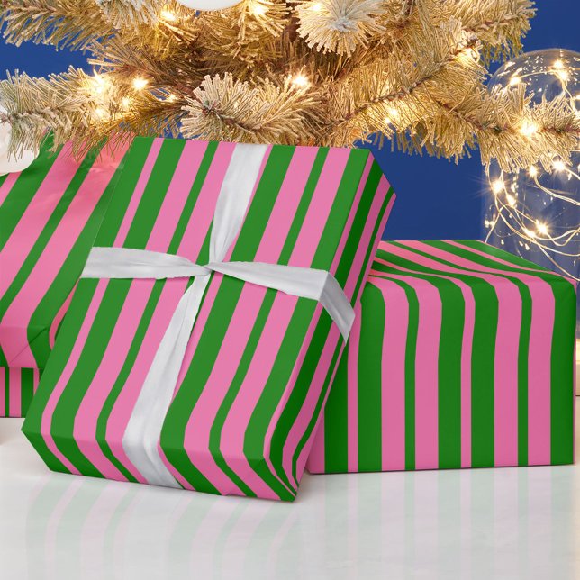 Papel De Regalo Pink Green Stylish Stripes Pattern Design  (Subido por el creador)