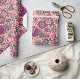 Papel De Regalo Pink Groovy Psychedelic años 60 s cumpleaños flora