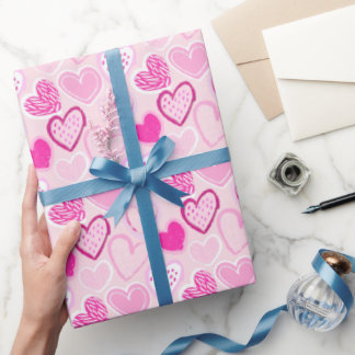 Papel De Regalo Pink Heart Pattern Cute Romantic 