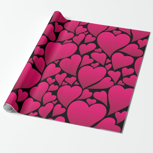 Papel De Regalo Pink Hearts Valentine (Desenrollado)