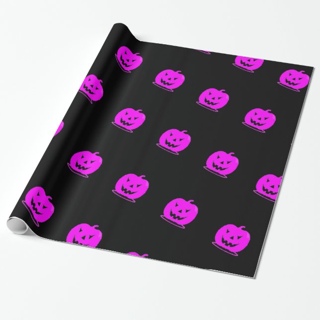Papel De Regalo Pink Jack o'lantern Halloween Thunder_Cove (Desenrollado)