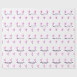 Papel De Regalo Pink mauve floral 15th birthday quinceanera name d