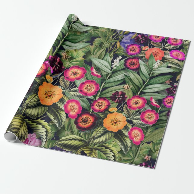 Papel De Regalo Pink Meadow Floral (Desenrollado)